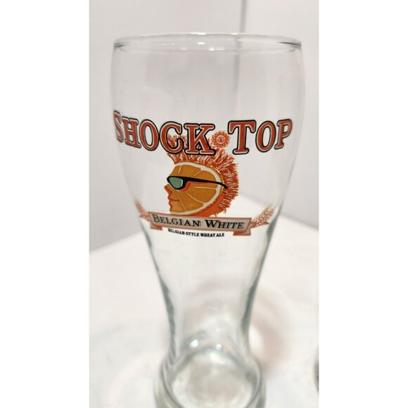 Shock Top Brewing Company Pilsner Glasses 16 Oz Set Of 2 Different Logos - Picture 6 of 9